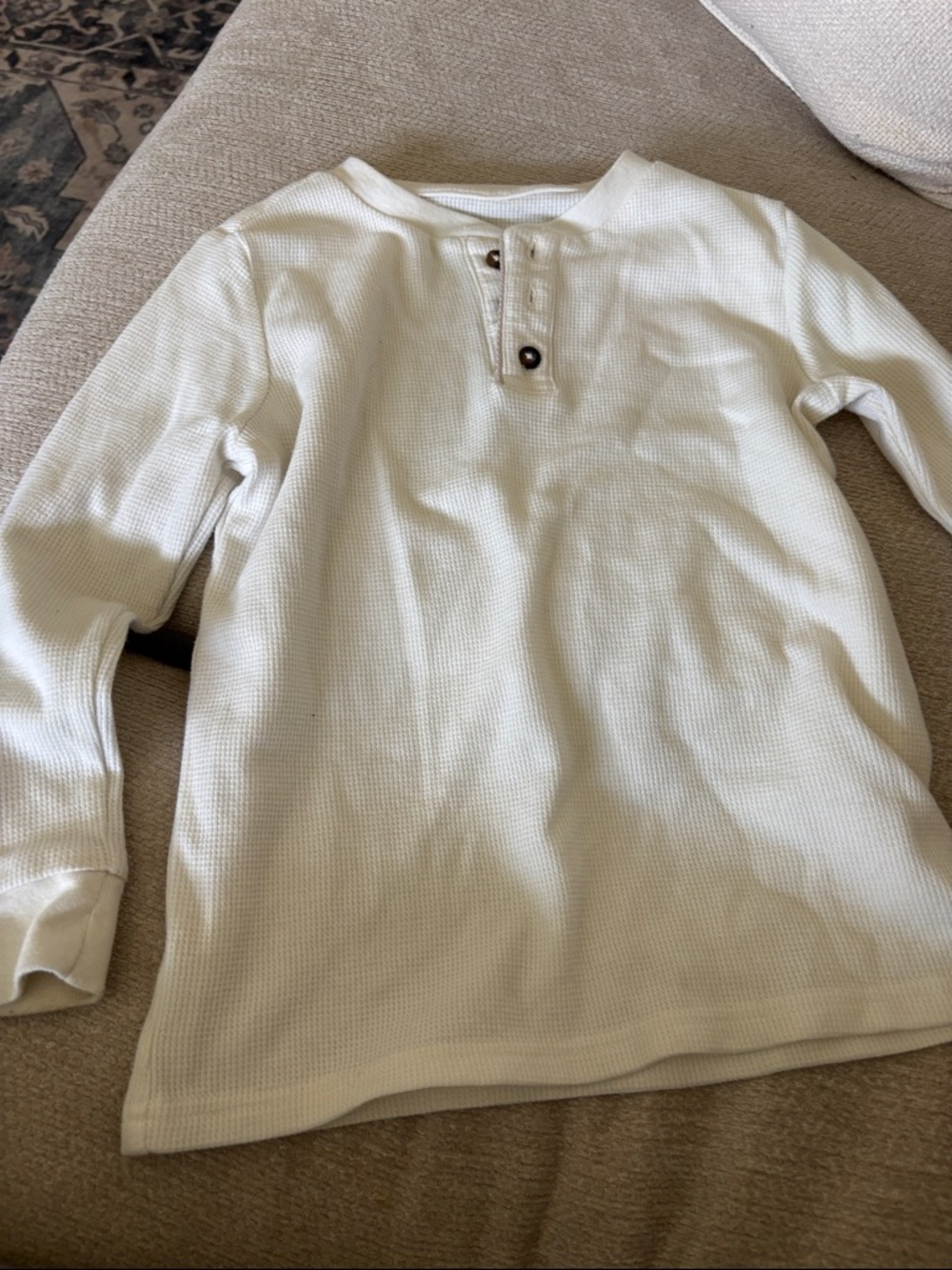 Garanimals Cream Waffle-Knit Henley Top